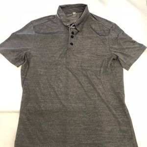 Mens Lululemon gray polo workout shirt vent tech